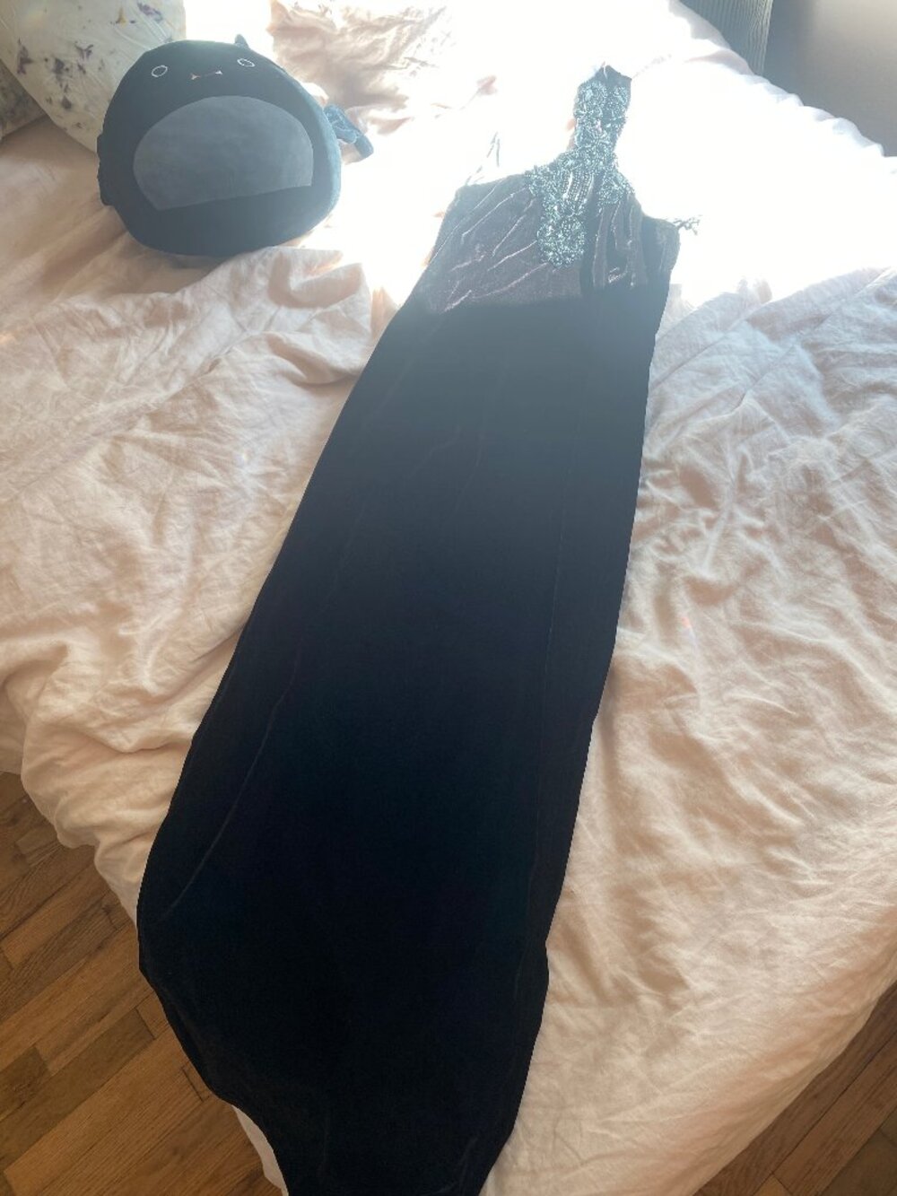 Rare Vintage Gunne Sax Gown Dress Purple Black Velvet Beaded Halter Neck